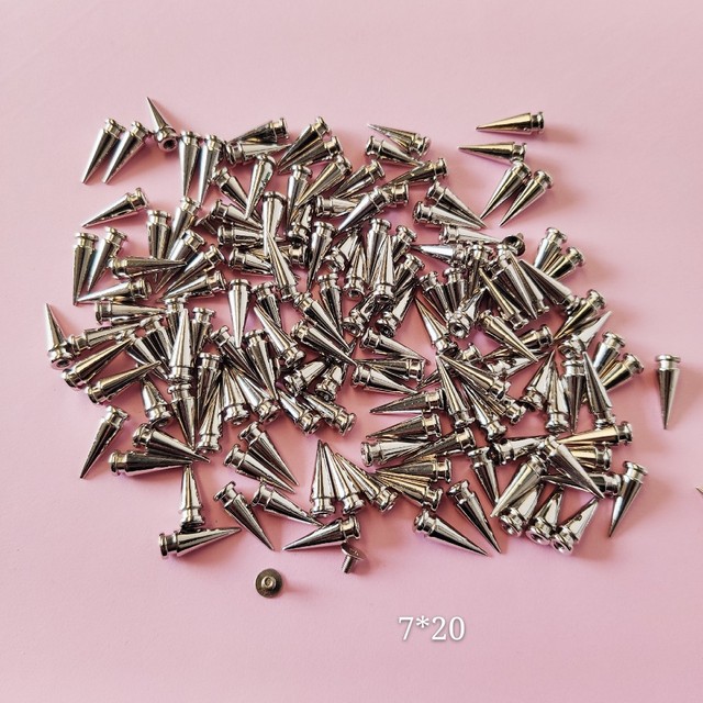 100pcs/set Silver Gold Cone Studs And Spikes DIY Craft Cool Punk Garment  Rivets For Clothes